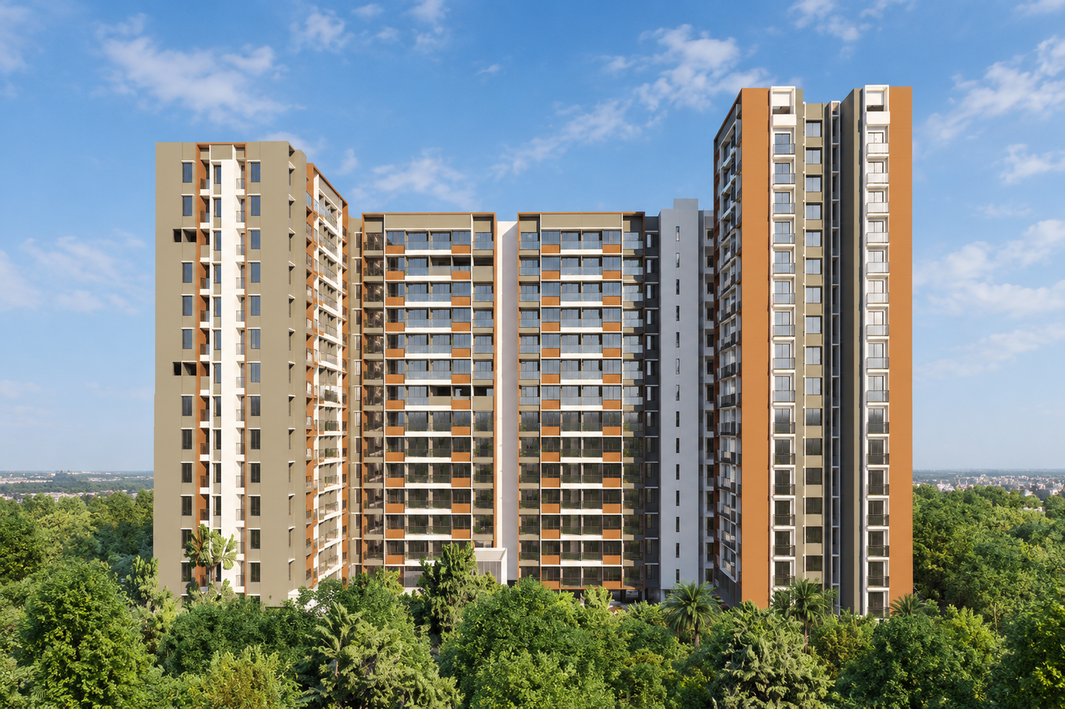 Yashada Kiwale township towers elevation view